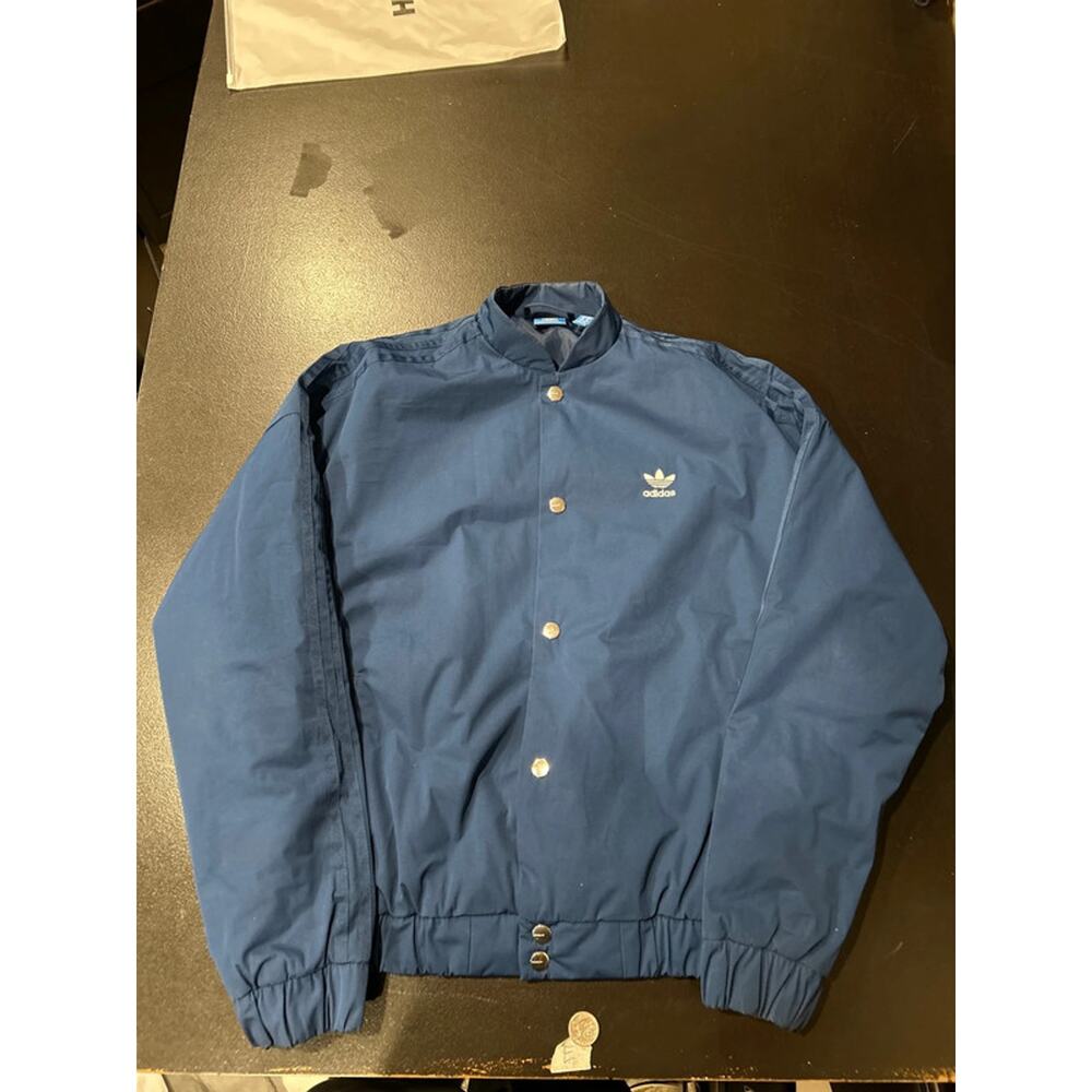 Vintage Adidas Blue Snap Button Jacket – Classic Trefoil Logo